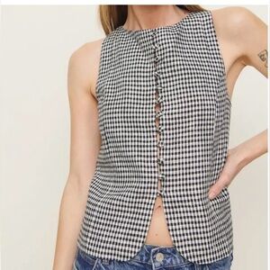 Reformation Addison Linen Top in Remy Check NWT Sz Small